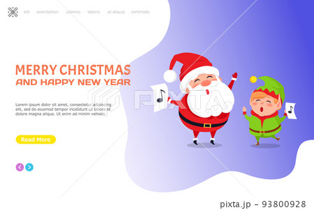 Holly Jolly Greeting Card with Santa Claus and Elf 93800928