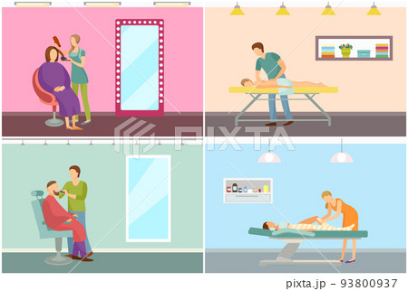 Body Wrap and Hair Styling Hairstyle Set Vector 93800937
