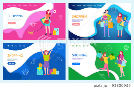 Shopping Family Using Discounts, Buying Presents 93800939