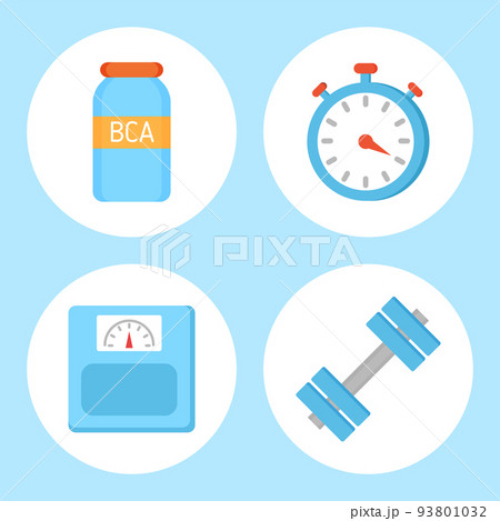 BCAA Vitamin and Timer Set Vector Illustration 93801032