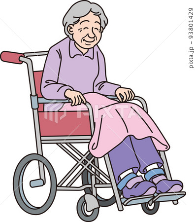 カラー_車椅子の高齢女性 93801429