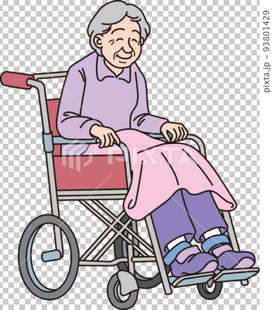 カラー_車椅子の高齢女性 93801429