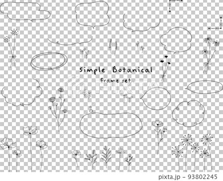 鬆散植物和語音氣泡的手繪線畫插圖 無文字 93802245