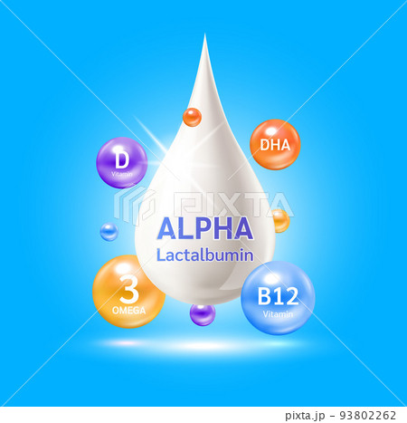 Alpha lactalbumin omega 3 and vitamin B1, C. Whey protein containing essential amino acids for infant. Design logo products kids food. Alpha lactalbumin omega 3 and vitamin B1, C. Whey protein containing essential amino acids for infant. Design logo products kids food. 93802262