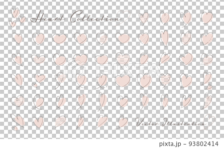 手描き風線素材　ハート　くすみカラー 93802414