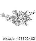 Floral bouquet. Flower engraving retro greeting card design 93802482