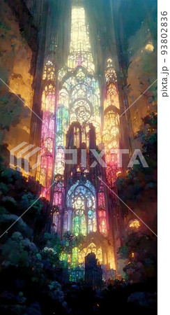 ステンドグラスが印象的な教会のイラスト素材 [93802836] - PIXTA