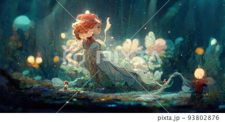 妖精が生まれる瞬間の風景のイラスト素材