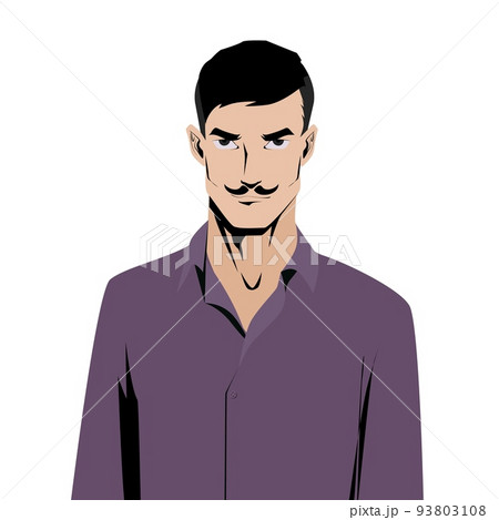Young man with english moustache isolated on white Young man with english moustache isolated on white 93803108