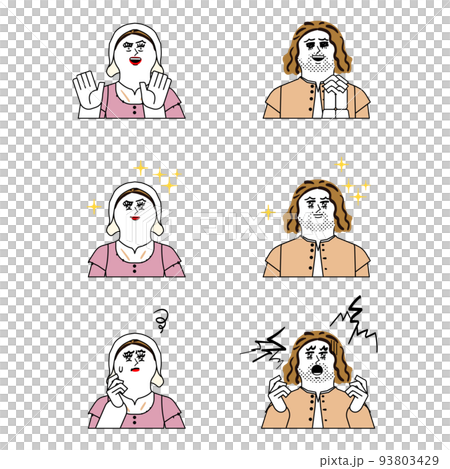 中世紀風格布衣男女_表情套裝 93803429