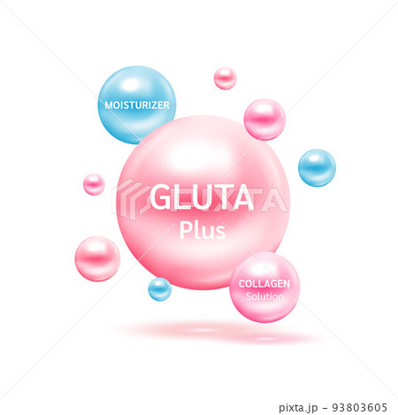 Electron for Collagen, Gluta and Moisturizer. Therapy helps maintain strong bone. Medical scientific and healthcare concept. 3D Vector EPS10 illustration. 93803605