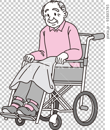 マゼンタブラック_車椅子の高齢男性 93803765