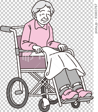 マゼンタブラック_車椅子の高齢女性 93803767