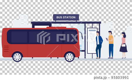 バスに乗り込む乗客たちのイラスト素材 93803991
