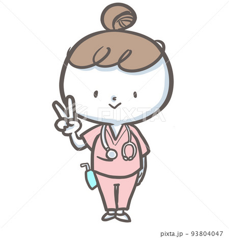 ピースサインの看護師 カラーバージョン ピースサインの看護師 カラーバージョン 93804047