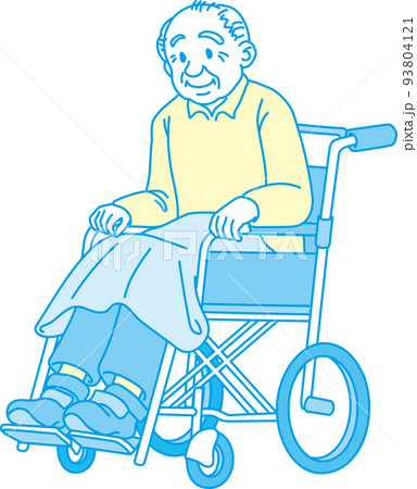 シアンイエロー_車椅子の高齢男性 93804121