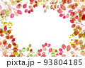 秋冬の木漏れ日の水彩イラスト。フレームデザイン。秋冬のボタニカル装飾。背景、壁紙。 93804185