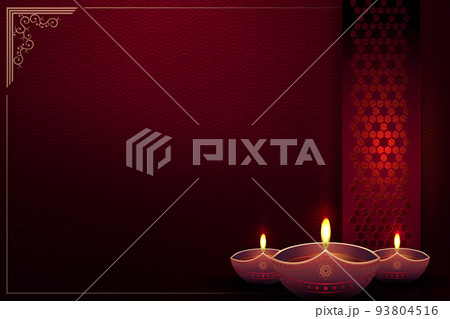 Composition with Diwali day lamp. Indian Hindu festival of lights of Goddess Deepavali 93804516