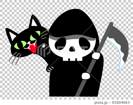 ハロウィン 死神と黒猫のイラスト素材 [93804663] - PIXTA