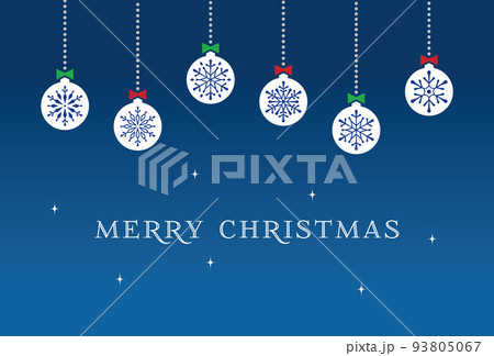 オーナメントと雪の結晶のクリスマスカード 93805067