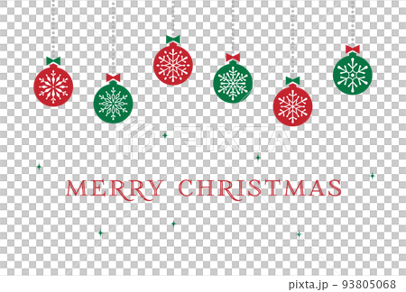 オーナメントと雪の結晶のクリスマスカード 93805068