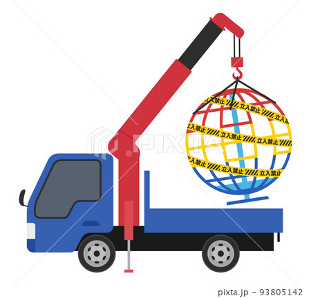 危険な遊具をクレーン車で撤去するイラスト 93805142