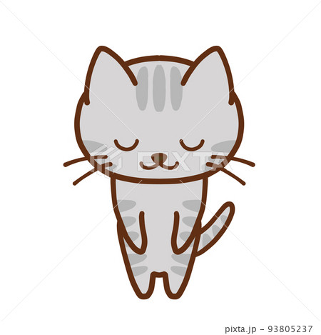 丁寧にお辞儀をするグレーのトラ猫 丁寧にお辞儀をするグレーのトラ猫 93805237