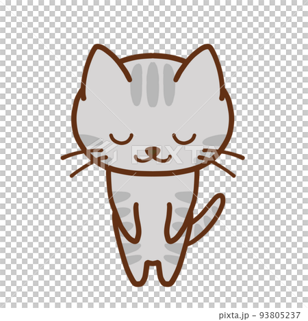 丁寧にお辞儀をするグレーのトラ猫 丁寧にお辞儀をするグレーのトラ猫 93805237