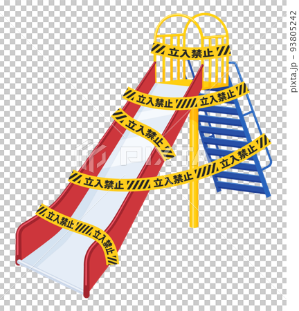 立入禁止のテープが巻かれた滑り台のイラスト 立入禁止のテープが巻かれた滑り台のイラスト 93805242
