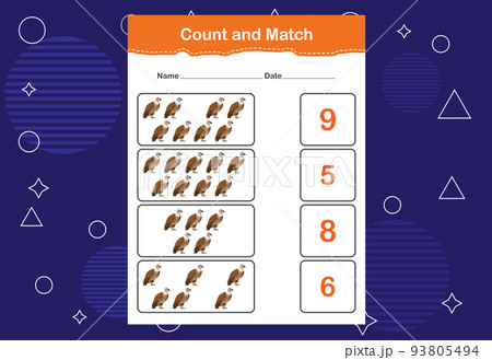 Count and match with the correct number. Count how many birds and choose the correct number 93805494