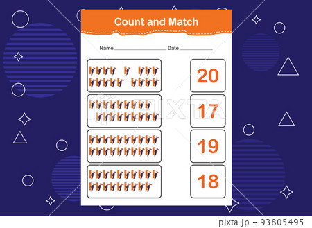 Count and match with the correct number. Count how many birds and choose the correct number 93805495
