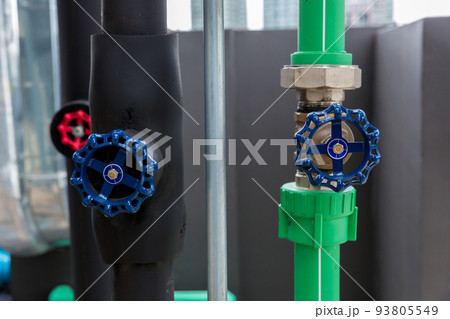 A metal pipeline valve. Main valve to water tanker.	 93805549