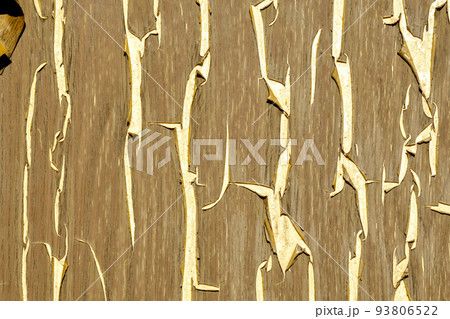 Peel paint crack. Weathered rustic surface. Dry paint overlay. Texture 93806522