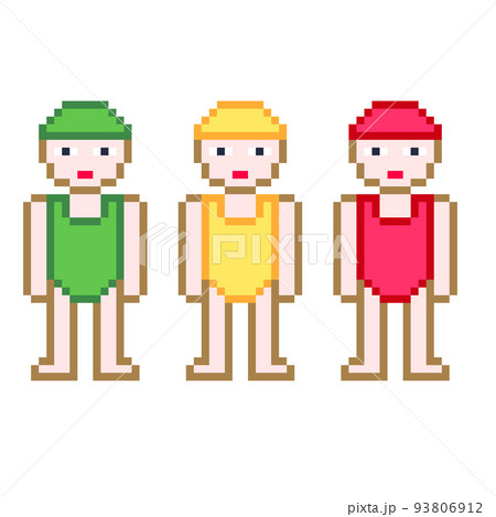 3色の水着を着た人々のピクセルイラスト 3色の水着を着た人々のピクセルイラスト 93806912