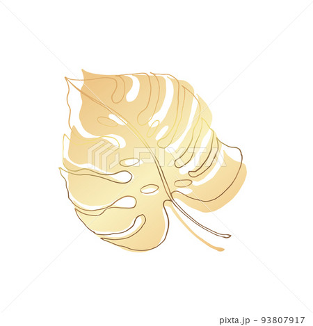 Monstera leaf, gold. On a white background. Vector illustration. Modern abstraction Monstera leaf, gold. On a white background. Vector illustration. Modern abstraction 93807917
