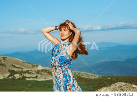 beautiful girl in the mountains beautiful girl in the mountains 93808612