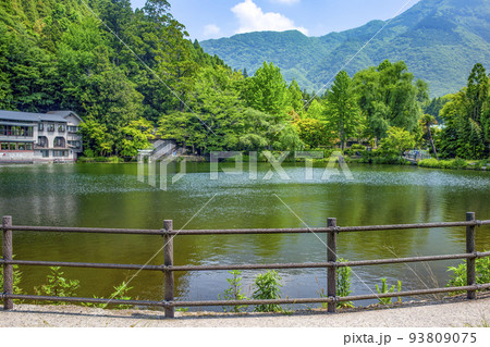 新緑の湯布院金鱗湖 新緑の湯布院金鱗湖 93809075