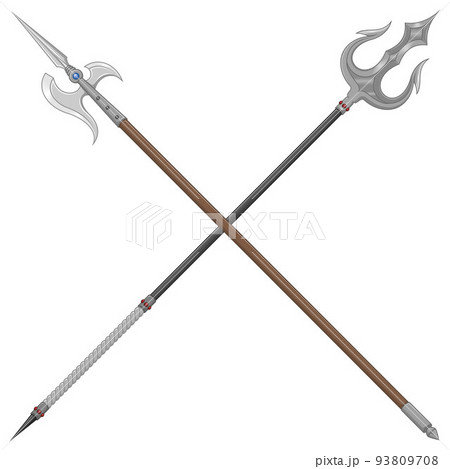 Vector design of trident with halberd Vector design of trident with halberd 93809708