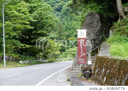 南アルプス街道と湯島の大スギ看板【山梨県早川町】 南アルプス街道と湯島の大スギ看板【山梨県早川町】 93809779