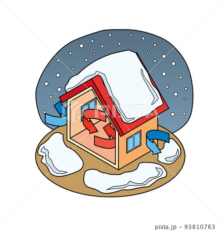 雪が積もった気密断熱住宅 93810763