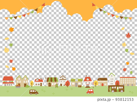 秋の賑やかな住宅街フレーム 93812153
