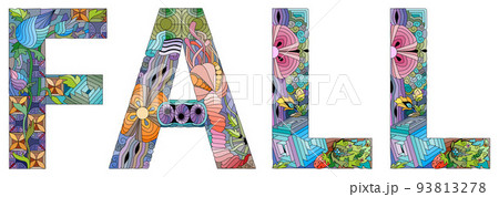 Word FALL. Vector decorative zentangle object for decoration Word FALL. Vector decorative zentangle object for decoration 93813278