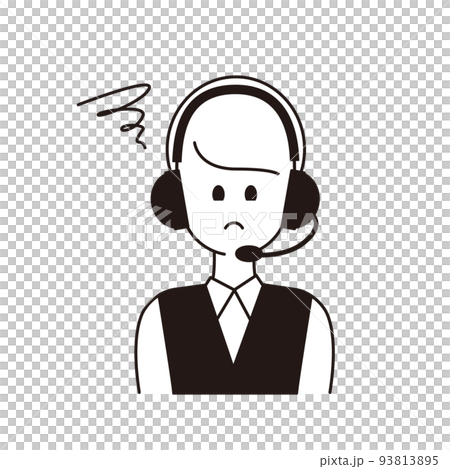 Upper body of a female operator with a troubled face Upper body of a female operator with a troubled face 93813895