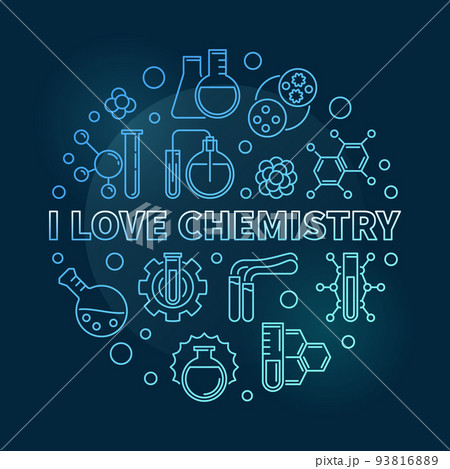 I Love Chemistry vector blue concept linear round illustration I Love Chemistry vector blue concept linear round illustration 93816889