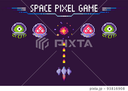Space Pixel Game Aliens and Spaceship Pixelated 93816908