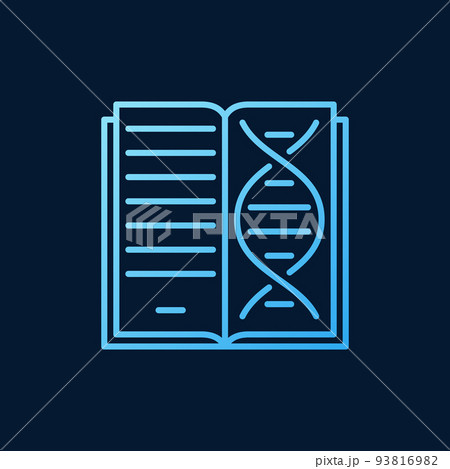 Book with DNA vector Genetics outline blue icon or symbol 93816982