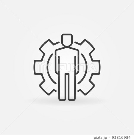 Man inside Gear vector concept line icon or design element 93816984