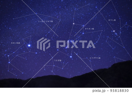 冬の星空（星座名入り） 93818830