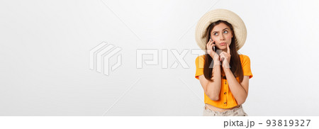 Beautiful smiling business woman talking on the phone. Beautiful smiling business woman talking on the phone. 93819327