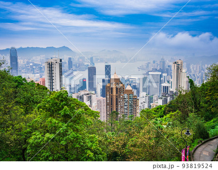 香港 ピークトラムから眺めるビクトリア・ハーバー 香港 ピークトラムから眺めるビクトリア・ハーバー 93819524